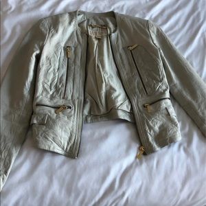 White Michael Kors Leather Jacket